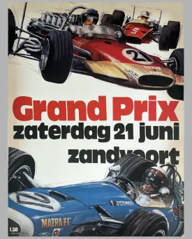 1970 Grand Prix of Zandvoort official event poster for the Dutch Grand Prix