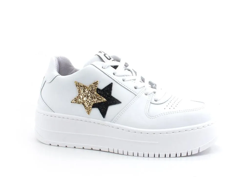 2STAR Sneaker Queen Low Platform White Gold Black 2SD3272