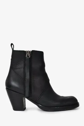 Acne Studios Black Leather Heeled Ankle Boots Size 37