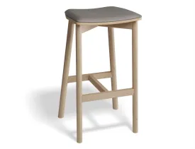 Andi Stool - Natural - Backless with Pad - 75cm Seat Height Vintage Grey Vegan leather Seat Pad