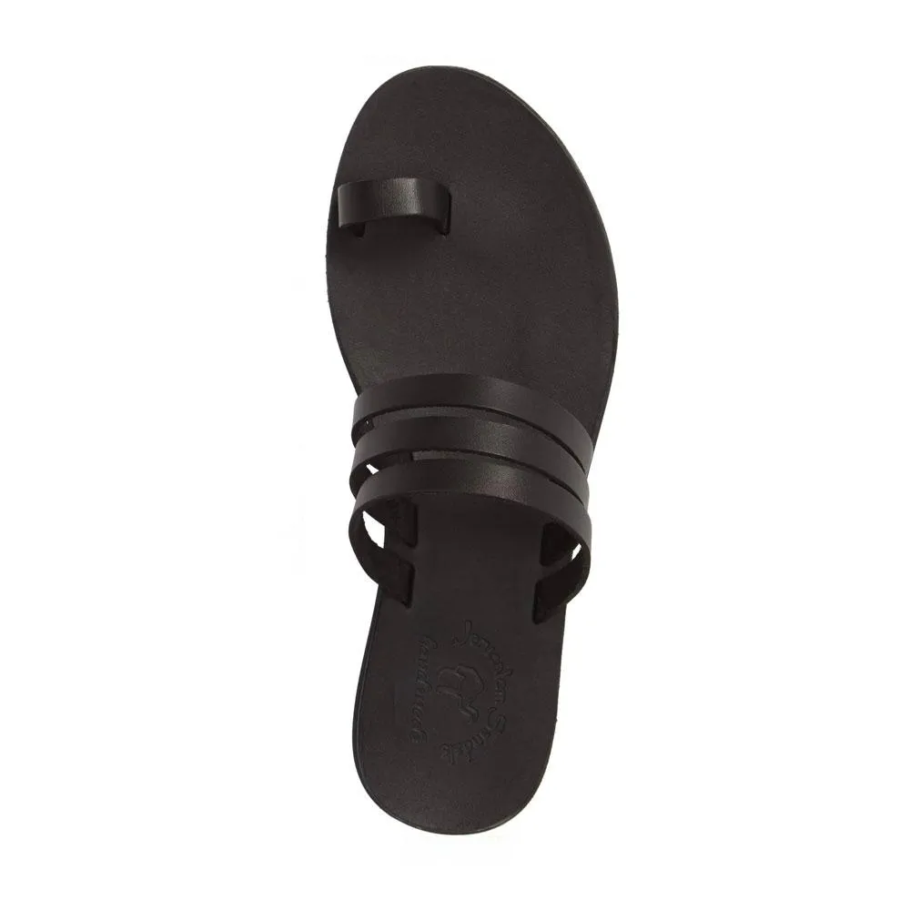 Angela - Leather Slip On Sandal | Black