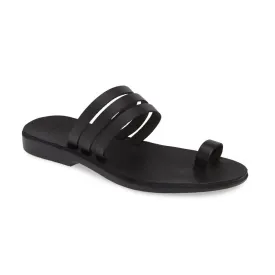 Angela - Leather Slip On Sandal | Black