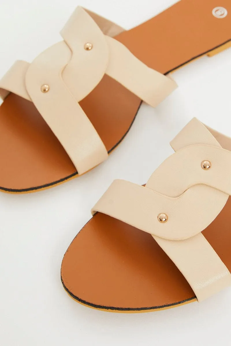 Beige Cut Out Flat Slides