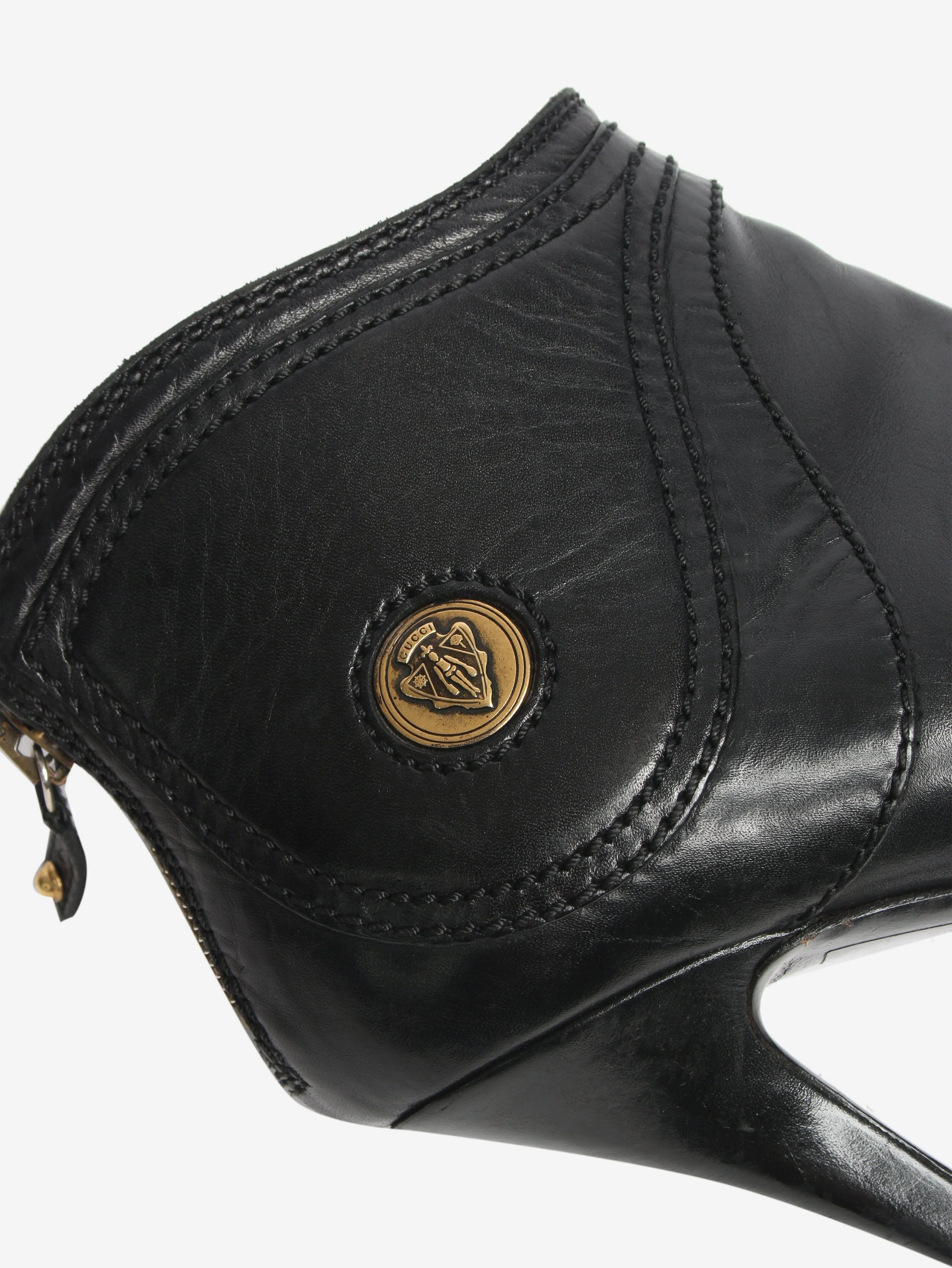 Black leather ankle boots - size EU 35.5