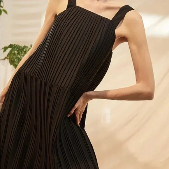 Black Pleated Maxi Dress