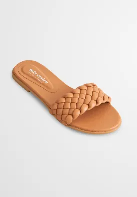 Britney Braided Design Slip On Sandals - Brown