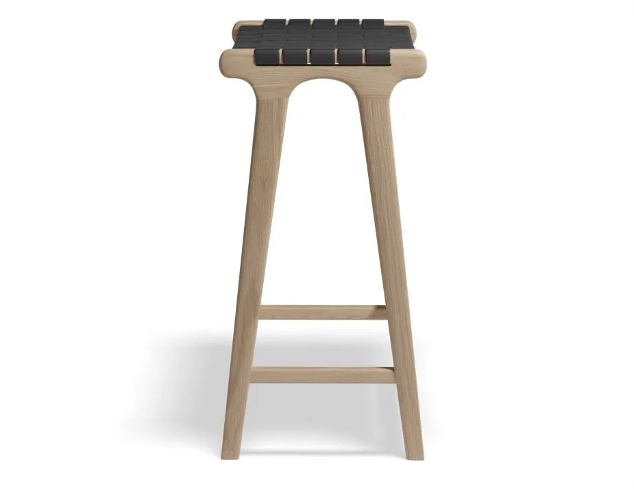 Brooklyn Backless Stool - Woven Black Seat / Natural Frame