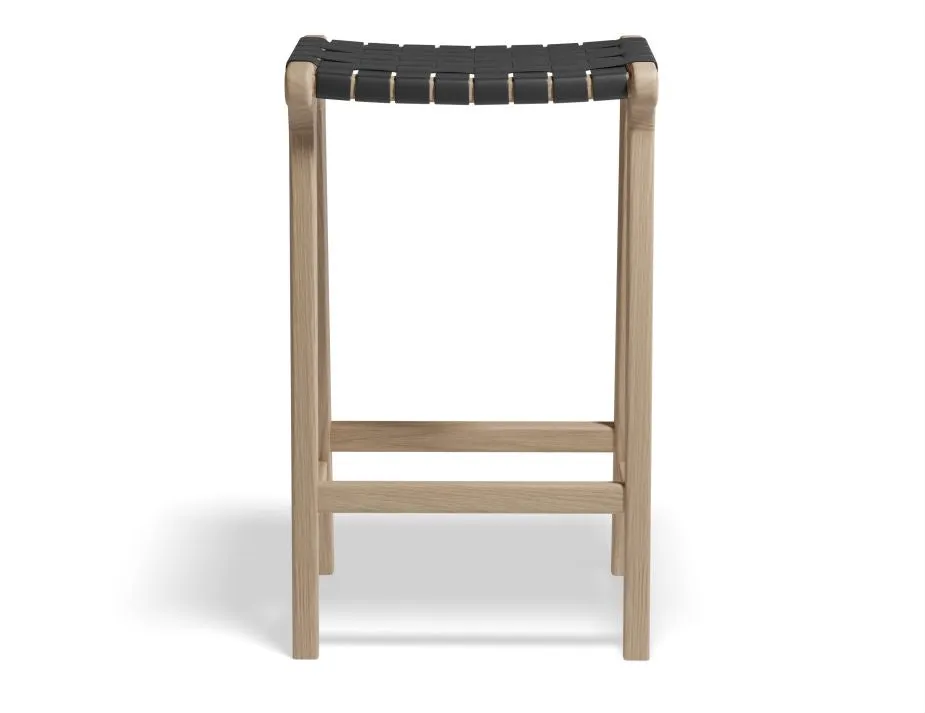 Brooklyn Backless Stool - Woven Black Seat / Natural Frame