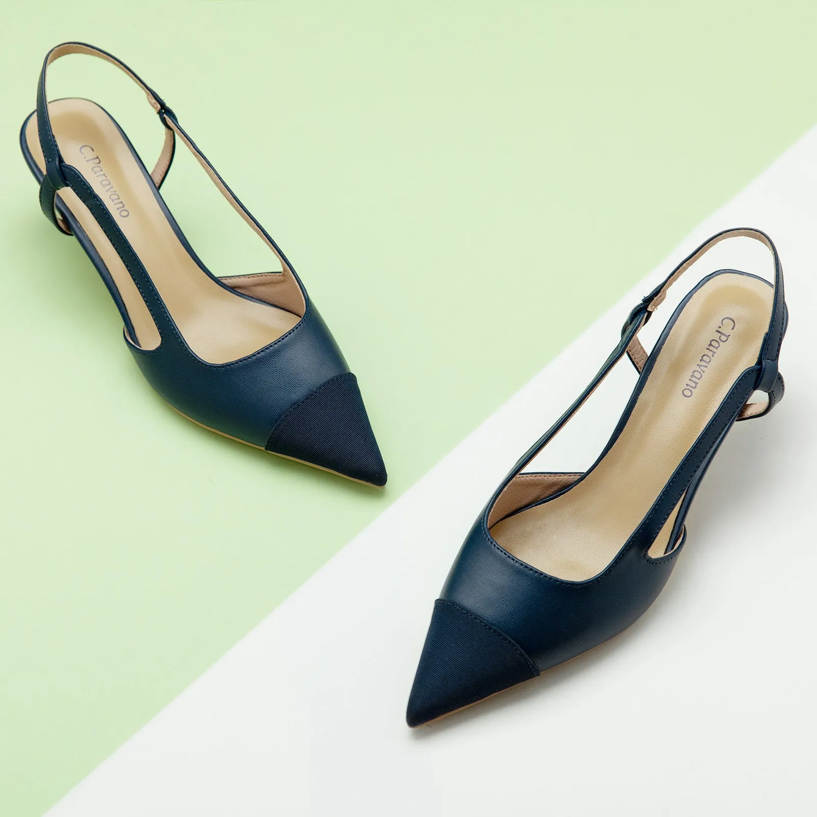 Cap-Toe Slingback Pumps (Helen)