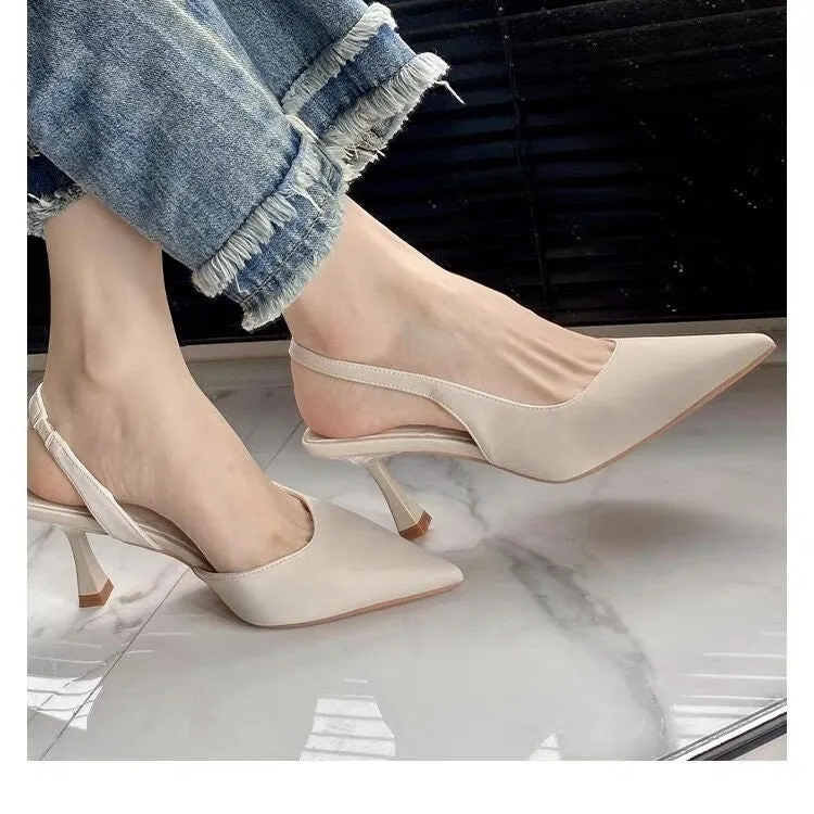 DEANWANGK  Women's High Heels  New Pointed-Toe Stiletto Shoes Niche Design Elegant Closed Toe Sandals Summer Women's Shoes