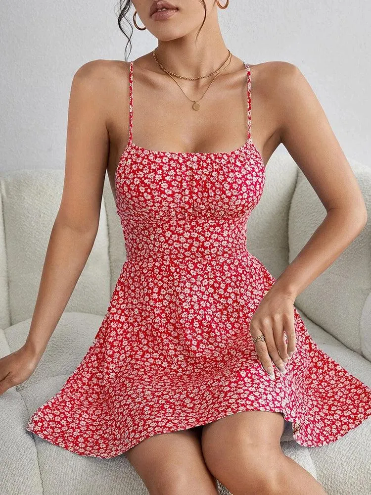 Floral Backless Bandage Dress