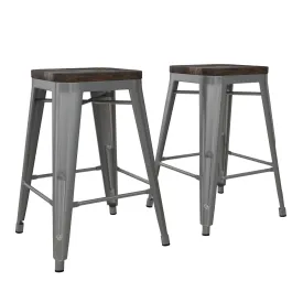 Fusion 24" Stackable Counter Height Bar Stool, Set of 2