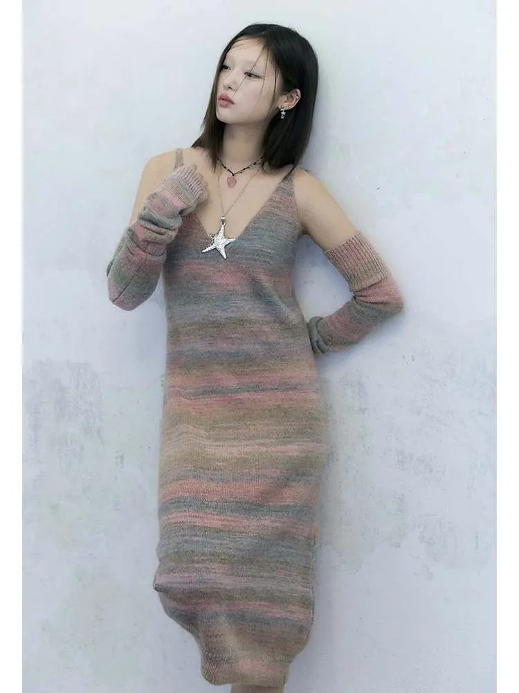 Gradation Knit V-Neck Cami Dress【s0000007576】