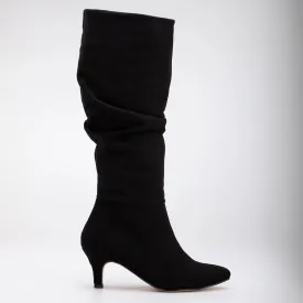 Liana - Black Suede Knee Slouchy Boots