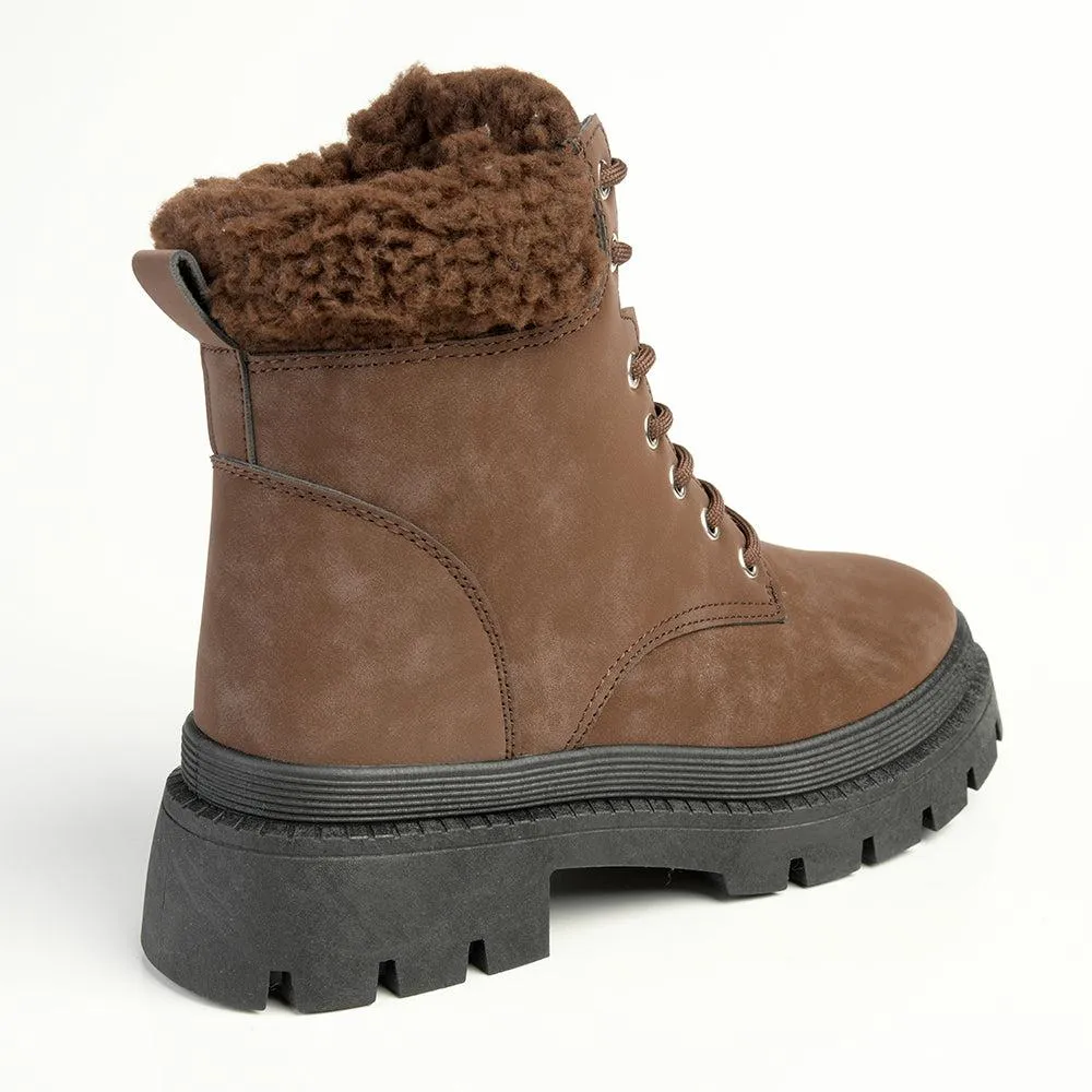 Madison Jersey Hiker Lace Fashion Boot - Chocolate