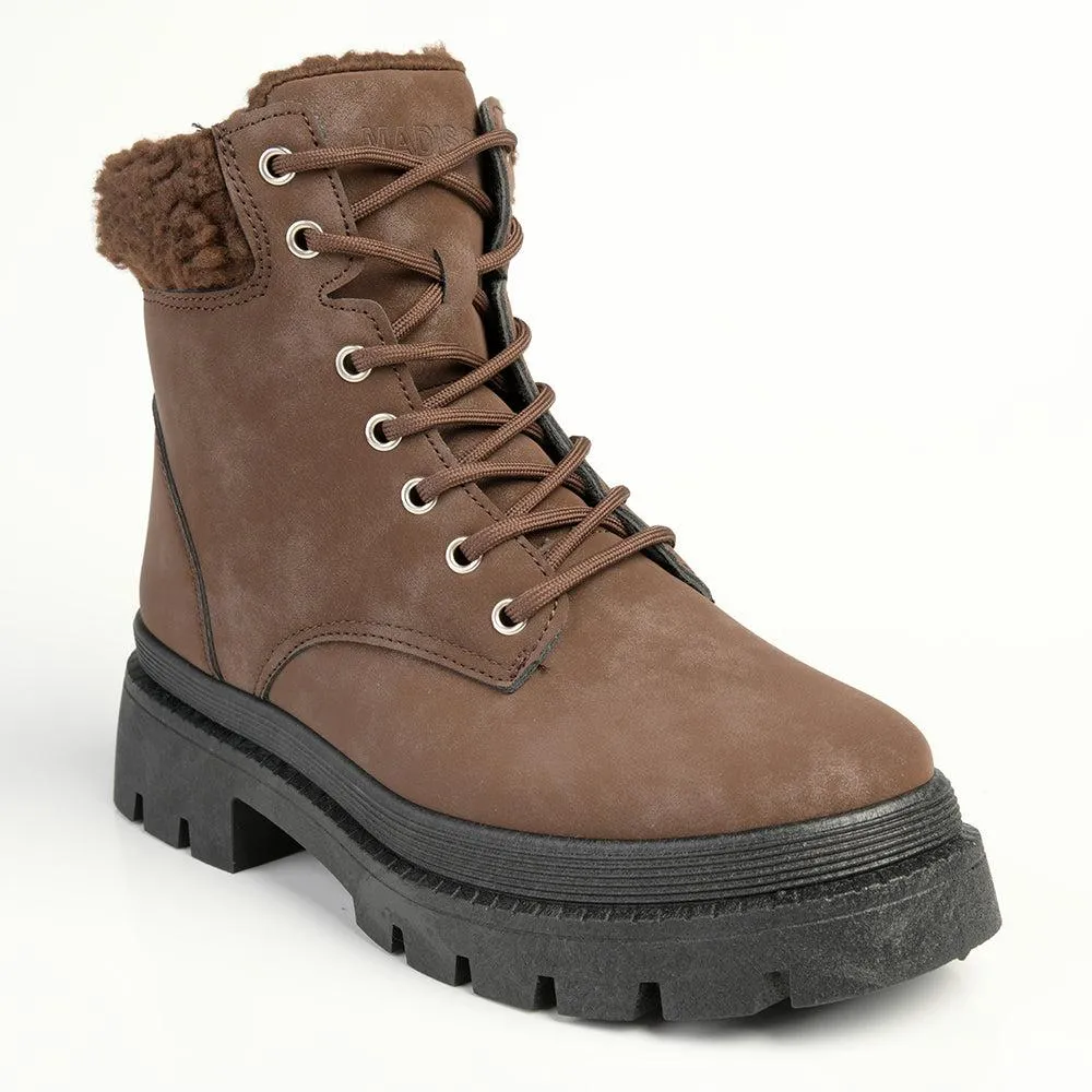 Madison Jersey Hiker Lace Fashion Boot - Chocolate