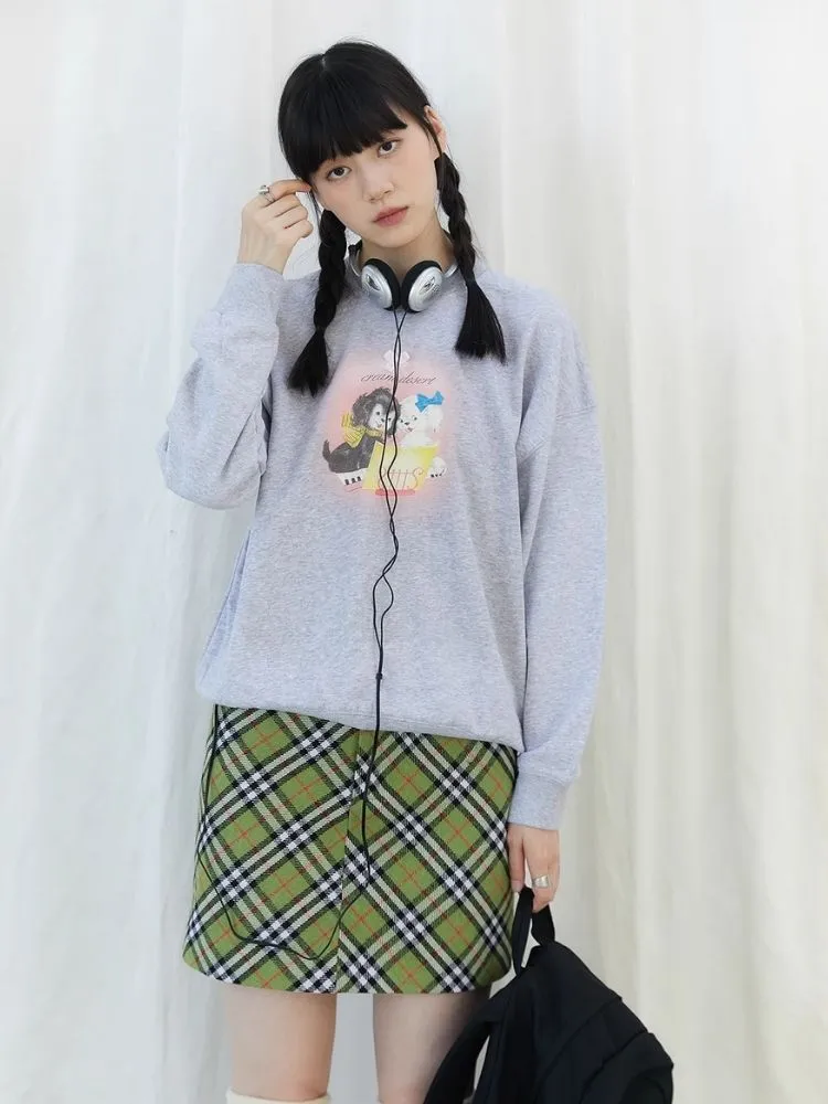 Matcha green plaid wool skirt【s0000003903】