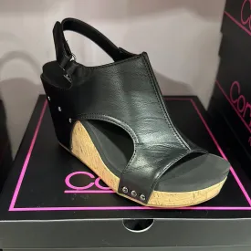 Tiffanee Wedges in Black Smooth